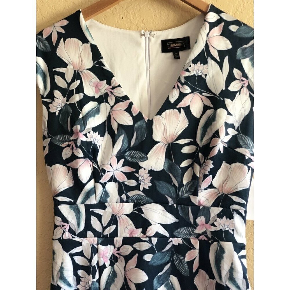 Alexia Admor Womens Green Floral Printed V-Neck Sheath Dress Size M $179 - Picture 7 of 11